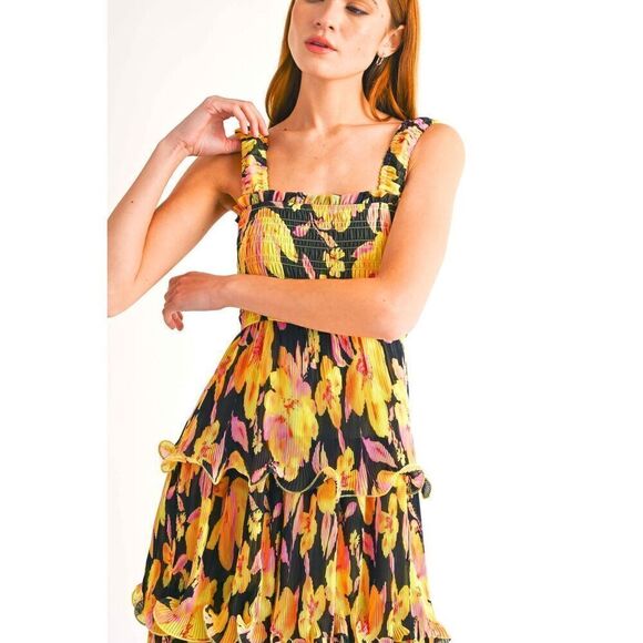 Reset By Jane Yellow Floral Midi Dress size S NWOT$160 - Picture 5 of 9